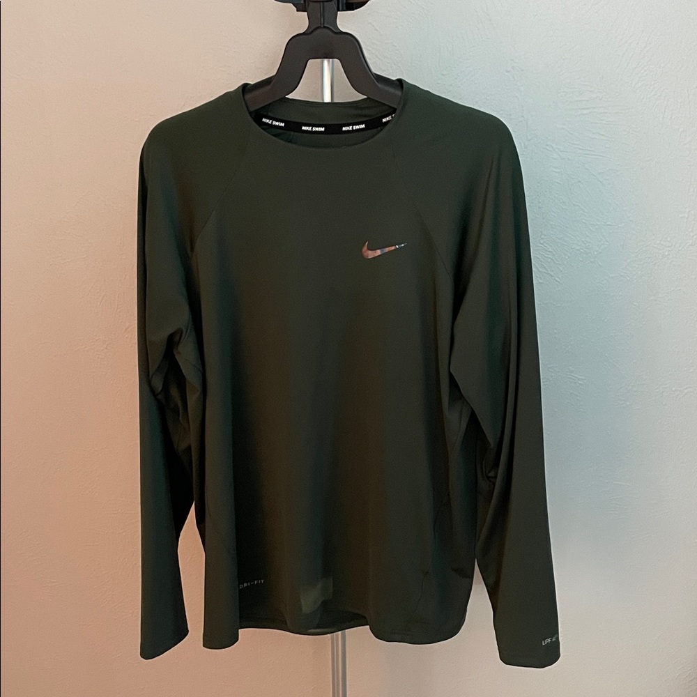 Nike Dark Green Long Sleeve Swim Shirt